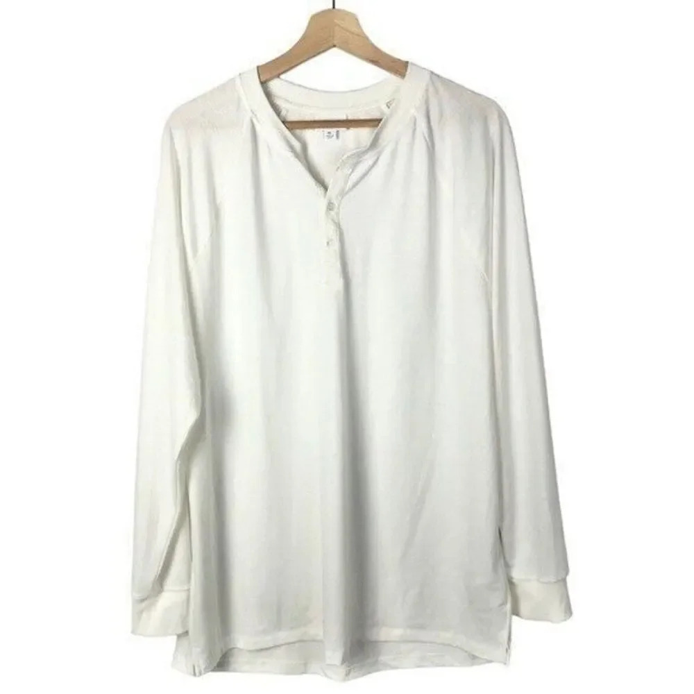 Lularoe Mark White Unisex Henley Long Sleeve T-Shirt XL